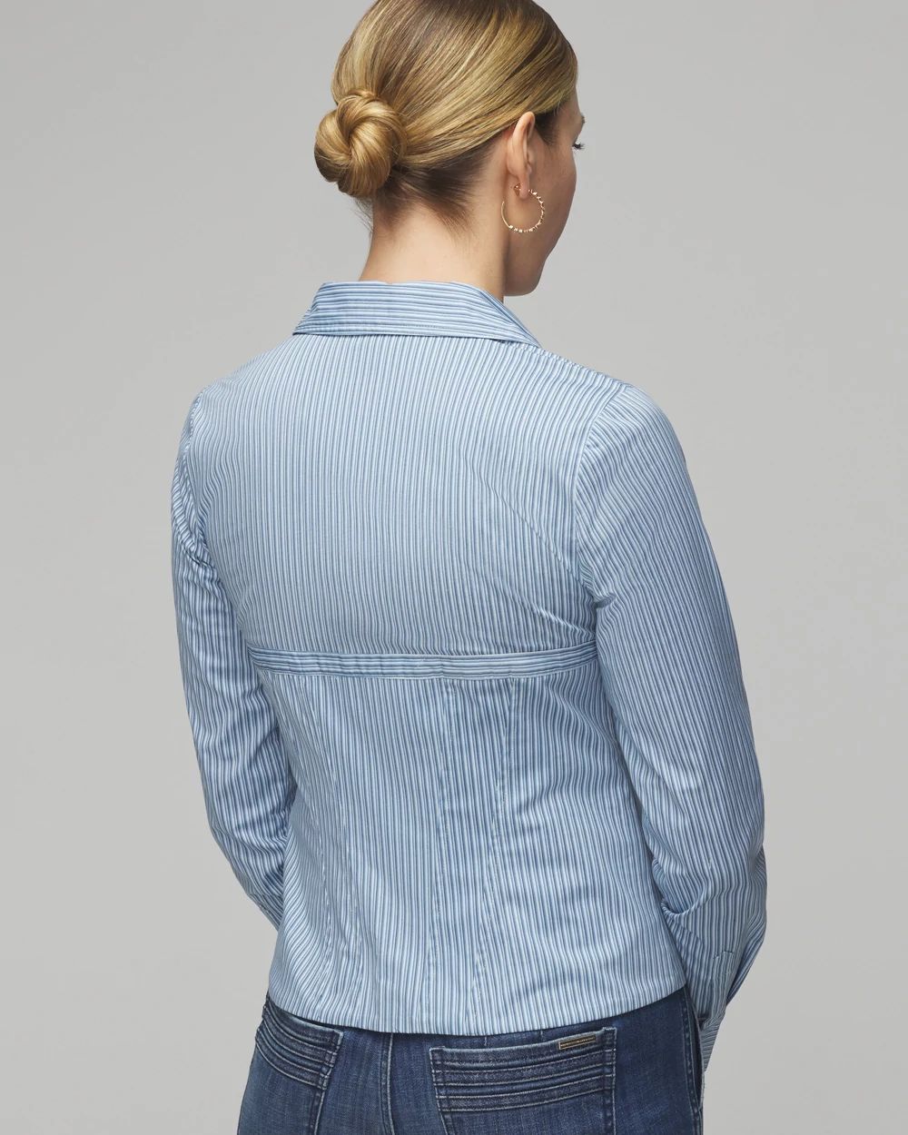 Long Sleeve Corset Poplin Shirt | White House Black Market